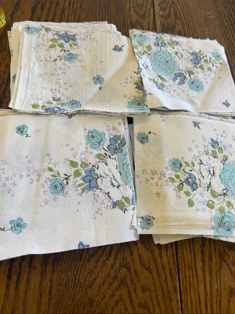 Vintage cotton 5” quilt patchAqua and Green -